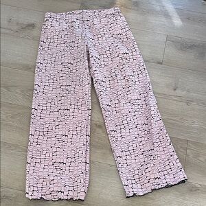 Chic Pink Patterned Women's Wide Leg Pants